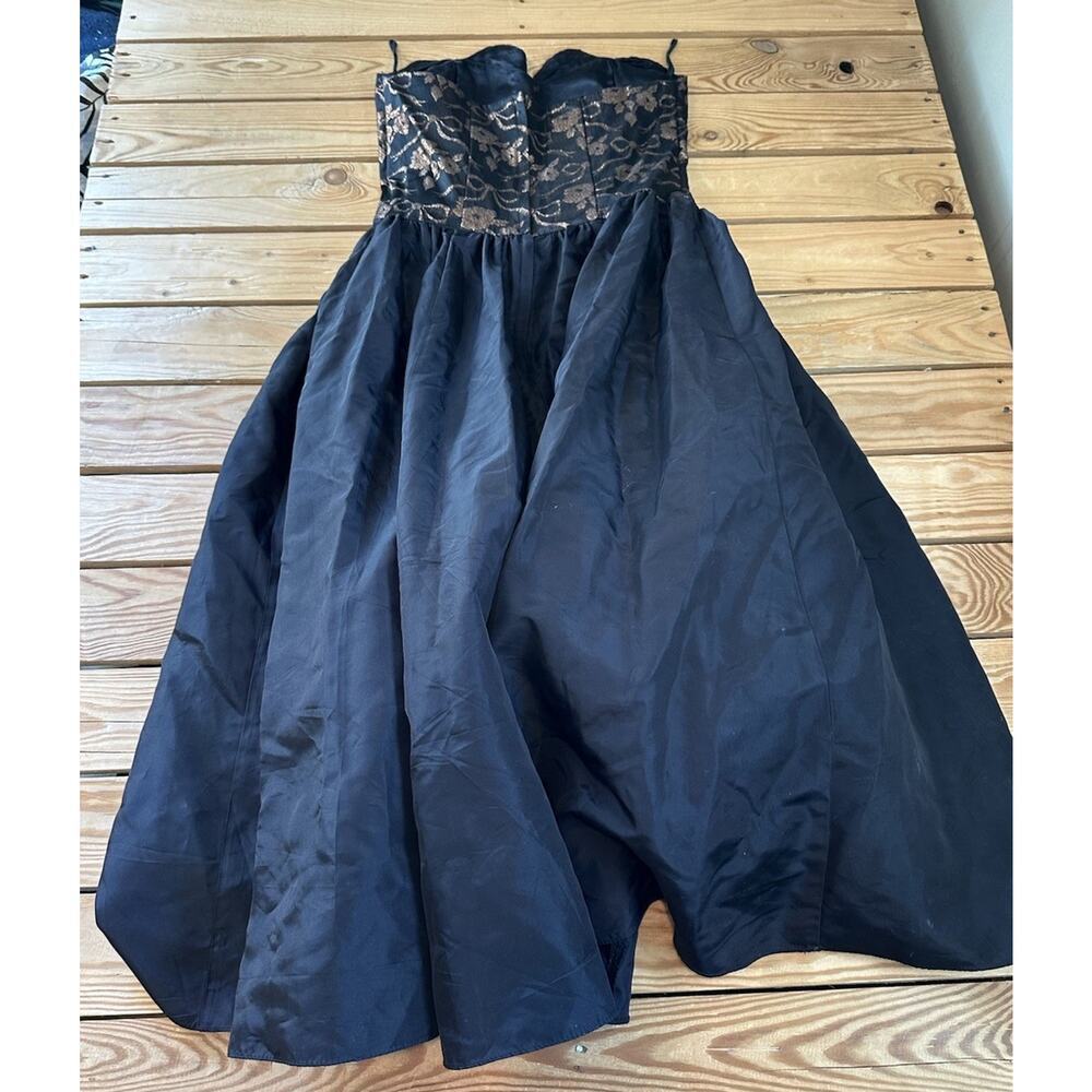 Vintage Gunne Sax Jessica Mcclintock Strapless Party Dress Size 7 Women’s Black - Picture 2 of 6
